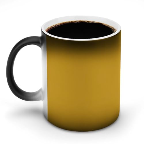 DDTKLSNV Natürliche gelbe Keramik-Kaffeetasse, 325 ml, hitzeempfindlich, magische Kaffeetasse, Farbwechsel, Kaffeetasse, Teetasse für Damen und Herren von DDTKLSNV