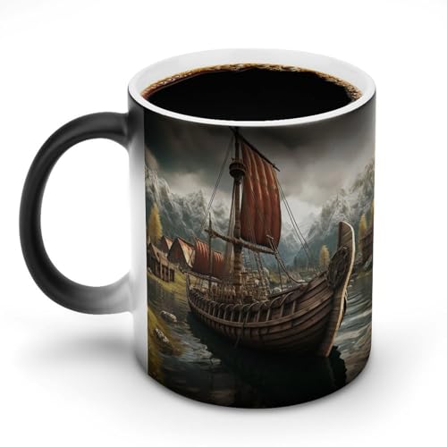 DDTKLSNV Old Boat Keramik-Kaffeetasse, 325 ml, hitzeempfindlich, magische Kaffeetasse, Farbwechsel, Kaffeetasse, Teetasse für Damen und Herren von DDTKLSNV