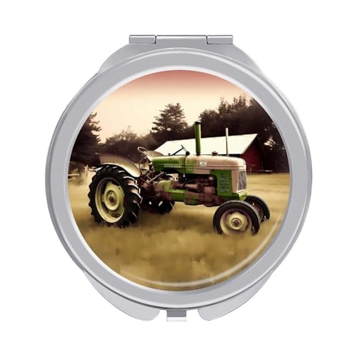 DDTKLSNV Old Tractor Photo Farm Travel Makeup Mirror Portable Folding Cosmetic Compact Mirror Mini Pocket Mirror for Purses with 2 X 1x Magnification von DDTKLSNV
