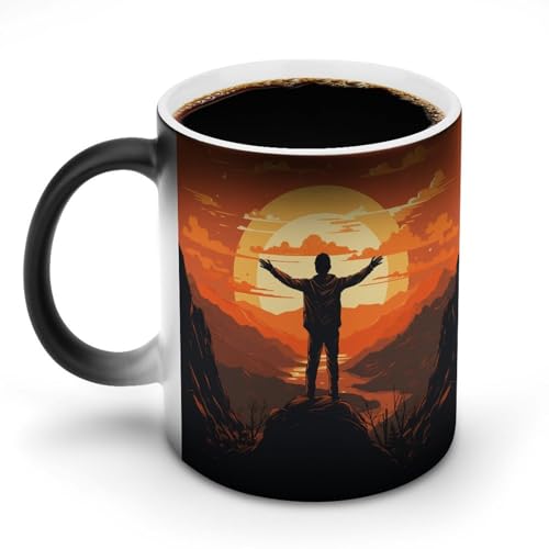 DDTKLSNV Open Arms Keramik-Kaffeetasse, hitzeempfindlich, magische Kaffeetasse, Farbwechsel, Kaffeetasse für Damen und Herren, 325 ml von DDTKLSNV