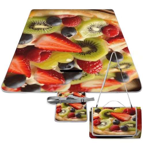 DDTKLSNV Picknickdecke, wasserdicht, faltbar, leicht, tragbar, Obst, Pizza, Stranddecke für Park, Reisen, Camping, Picknickdecke, Zubehör für Erwachsene (152,4 x 152,4 cm) von DDTKLSNV