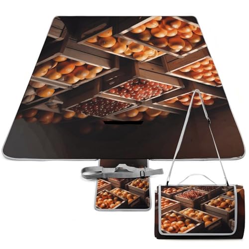 DDTKLSNV Picknickdecke, wasserdicht, faltbar, leicht, tragbar, Obst-Display, Stranddecke für Park, Reisen, Camping, Picknickdecke, Zubehör für Erwachsene (152,4 x 152,4 cm) von DDTKLSNV