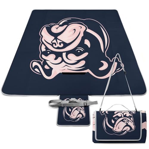 DDTKLSNV Picknickdecke, wasserdicht, faltbar, leicht, tragbar, weißes Hunde-Logo, Stranddecke für Park, Reisen, Camping, Picknickdecke, Zubehör für Erwachsene (152,4 x 152,4 cm) von DDTKLSNV