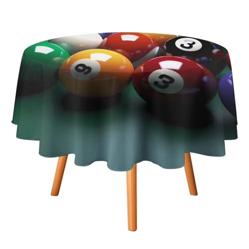DDTKLSNV Runde Billard-Tischdecke, 127 x 127 cm, wasserdicht, knitterfrei, schmutzabweisend, waschbar, Tischdecke für Picknick, Party, Esszimmer, Heimdekoration von DDTKLSNV