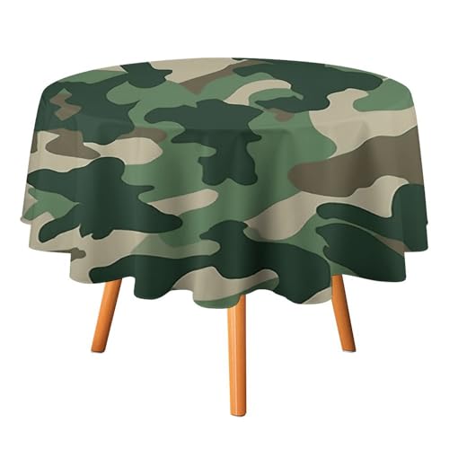 DDTKLSNV Runde Tischdecke, Camouflage, 127 x 127 cm, wasserdicht, knitterfrei, schmutzabweisend, waschbar, Tischdecke für Picknick, Party, Esszimmer, Heimdekoration DDTKLSNV Runde Tischdecke, Camouflage, 127 x 127 cm, wasserdicht, knitterfrei, schmutzabweisend, waschbar, Tischdecke für Picknick, Party, Esszimmer, Heimdekoration von DDTKLSNV