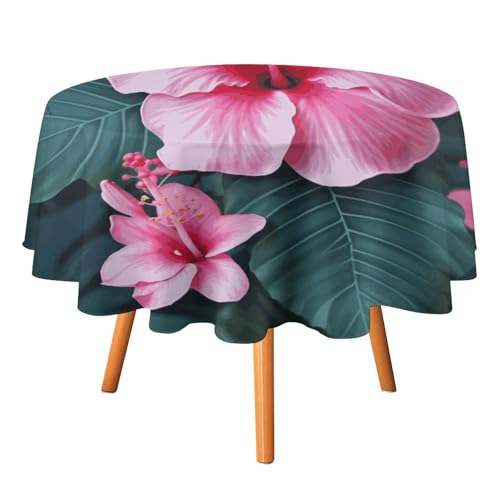 DDTKLSNV Runde Tischdecke mit Hawaii-Blume, 178 x 177,8 cm, wasserdicht, knitterfrei, schmutzabweisend, waschbar, Tischdecke für Picknick, Party, Esszimmer, Heimdekoration DDTKLSNV Runde Tischdecke mit Hawaii-Blume, 178 x 177,8 cm, wasserdicht, knitterfrei, schmutzabweisend, waschbar, Tischdecke für Picknick, Party, Esszimmer, Heimdekoration von DDTKLSNV
