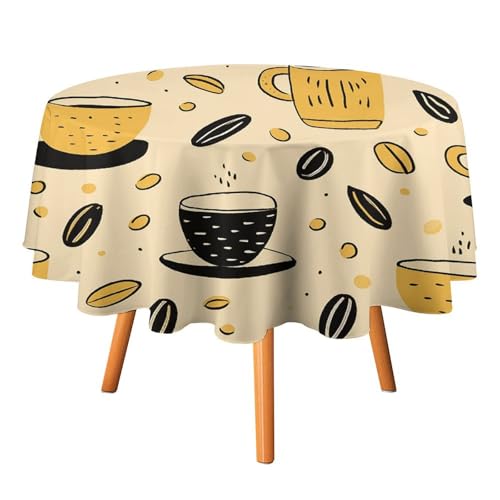 DDTKLSNV Runde Tischdecke mit Kaffeemuster, 127 x 127 cm, wasserdicht, knitterfrei, schmutzabweisend, waschbar, Tischdecke für Picknick, Party, Esszimmer, Heimdekoration DDTKLSNV Runde Tischdecke mit Kaffeemuster, 127 x 127 cm, wasserdicht, knitterfrei, schmutzabweisend, waschbar, Tischdecke für Picknick, Party, Esszimmer, Heimdekoration von DDTKLSNV