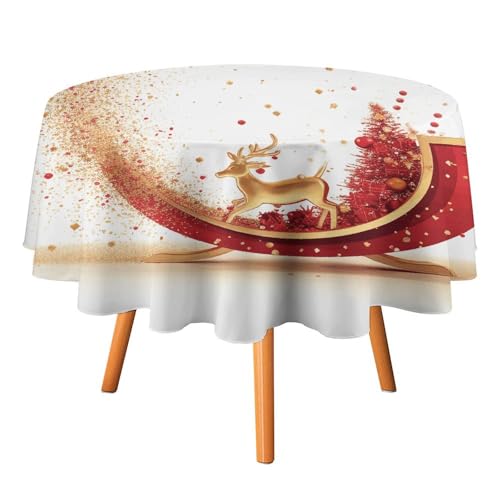 DDTKLSNV Runde Tischdecke mit Schlitten, 178 x 177,8 cm, wasserdicht, knitterfrei, schmutzabweisend, waschbar, Tischdecke für Picknick, Party, Esszimmer, Heimdekoration DDTKLSNV Runde Tischdecke mit Schlitten, 178 x 177,8 cm, wasserdicht, knitterfrei, schmutzabweisend, waschbar, Tischdecke für Picknick, Party, Esszimmer, Heimdekoration von DDTKLSNV