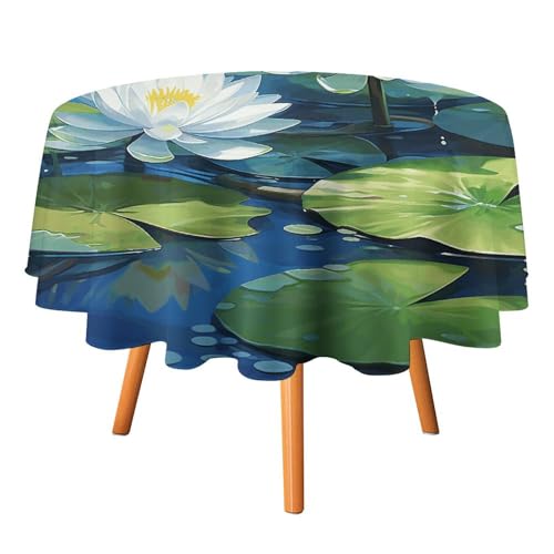 DDTKLSNV Runde Tischdecke mit Wasserlilien, 127 x 127 cm, wasserdicht, knitterfrei, schmutzabweisend, waschbar, Tischdecke für Picknick, Party, Esszimmer, Heimdekoration DDTKLSNV Runde Tischdecke mit Wasserlilien, 127 x 127 cm, wasserdicht, knitterfrei, schmutzabweisend, waschbar, Tischdecke für Picknick, Party, Esszimmer, Heimdekoration von DDTKLSNV