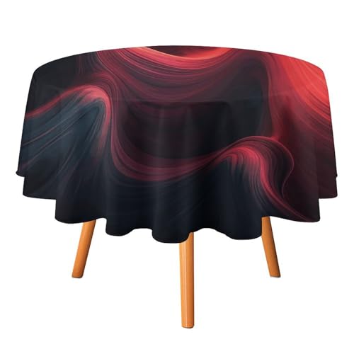 DDTKLSNV Runde Tischdecke mit dunklem Hintergrund, wasserdicht, knitterfrei, schmutzabweisend, waschbar, Tischdecke für Picknick, Party, Esszimmer, Heimdekoration von DDTKLSNV