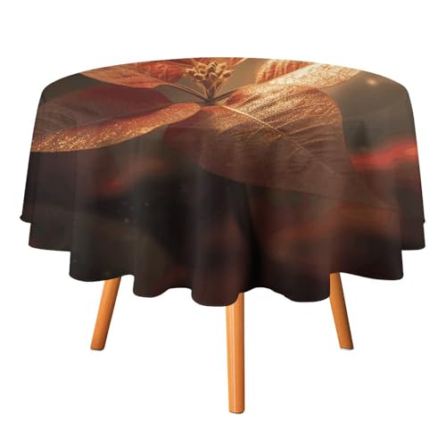 DDTKLSNV Runde Tischdecke mit leuchtenden Pflanzen, 152,4 x 152,4 cm, wasserdicht, knitterfrei, schmutzabweisend, waschbar, Tischdecke für Picknick, Party, Esszimmer, Heimdekoration von DDTKLSNV