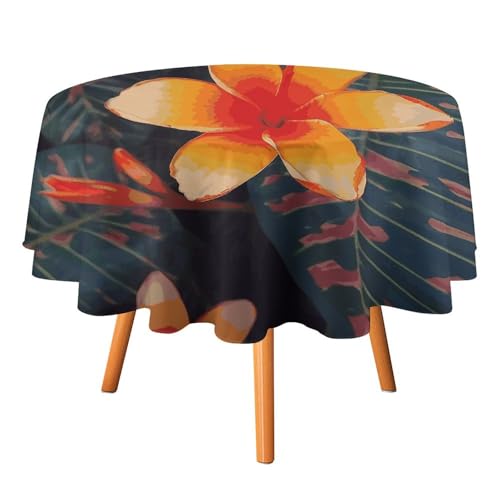 DDTKLSNV Runde Tischdecke mit tropischen Blumen, Hawaii, 127 x 127 cm, wasserdicht, knitterfrei, schmutzabweisend, waschbar, Tischdecke für Picknick, Party, Esszimmer, Heimdekoration DDTKLSNV Runde Tischdecke mit tropischen Blumen, Hawaii, 127 x 127 cm, wasserdicht, knitterfrei, schmutzabweisend, waschbar, Tischdecke für Picknick, Party, Esszimmer, Heimdekoration von DDTKLSNV