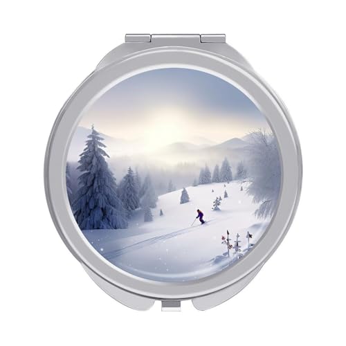 DDTKLSNV Schminkspiegel für den Winter, Skifahren, Reisen, tragbar, zusammenklappbar, Kosmetikspiegel, Mini-Taschenspiegel für Geldbörsen mit 2-facher, 1-facher Vergrößerung von DDTKLSNV