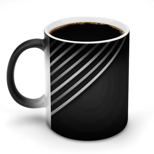 DDTKLSNV Simple Lines Keramik-Kaffeetasse, hitzeempfindlich, magische Kaffeetasse, Farbwechsel, Kaffeetasse für Damen und Herren, 325 ml von DDTKLSNV