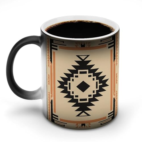 DDTKLSNV Simple Vector Art Keramik-Kaffeetasse, 325 ml, hitzeempfindlich, magische Kaffeetasse, Farbwechsel, Kaffeetasse, Teetasse für Damen und Herren von DDTKLSNV