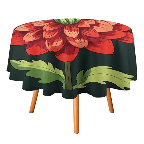 Dahlia Tischdecke, rund, 127 x 127 cm, wasserdicht, knitterfrei, schmutzabweisend, waschbar, Tischdecke für Picknick, Party, Esszimmer, Heimdekoration Dahlia Tischdecke, rund, 127 x 127 cm, wasserdicht, knitterfrei, schmutzabweisend, waschbar, Tischdecke für Picknick, Party, Esszimmer, Heimdekoration von DDTKLSNV