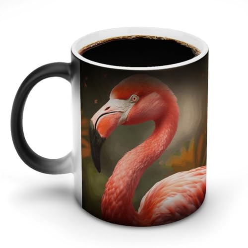 Flamingo Keramik-Kaffeetasse, 325 ml, hitzeempfindlich, magische Kaffeetasse, Farbwechsel, Kaffeetasse, Teetasse für Damen und Herren von DDTKLSNV