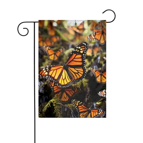 Gartenflagge, 30,5 x 45,7 cm, doppelseitig, vertikal, Willkommensflaggen, kein Verblassen, Hausflaggen, Haufen von orangefarbenen Monarch-Schmetterlingen, Hofbanner für saisonale Bauernhaus-Hof Gartenflagge, 30,5 x 45,7 cm, doppelseitig, vertikal, Willkommensflaggen, kein Verblassen, Hausflaggen, Haufen von orangefarbenen Monarch-Schmetterlingen, Hofbanner für saisonale Bauernhaus-Hof von DDTKLSNV