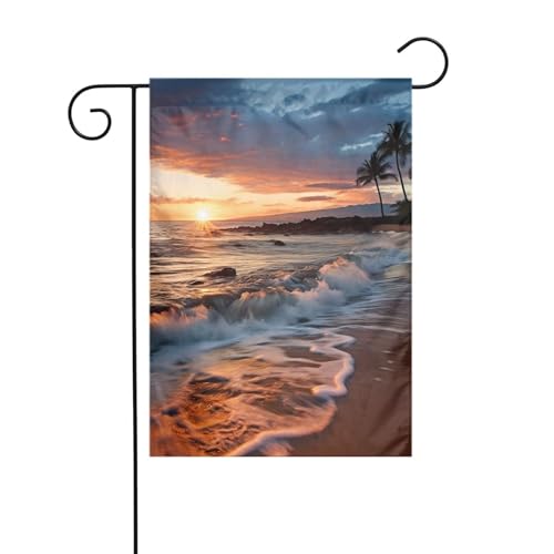 Gartenflagge, 30,5 x 45,7 cm, doppelseitig, vertikal, Willkommensflaggen, kein Verblassen, Hausflaggen, Strand, Hawaii, Sonnenuntergang, Meer, Wellen, Wolken, Hofbanner für saisonale Bauernhaus, Hof Gartenflagge, 30,5 x 45,7 cm, doppelseitig, vertikal, Willkommensflaggen, kein Verblassen, Hausflaggen, Strand, Hawaii, Sonnenuntergang, Meer, Wellen, Wolken, Hofbanner für saisonale Bauernhaus, Hof von DDTKLSNV