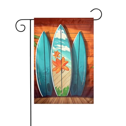 Gartenflagge, 30,5 x 45,7 cm, doppelseitig, vertikal, Willkommensflaggen, kein Verblassen, Hausflaggen, Surfbrett auf Holzhofbanner für saisonale Bauernhaus-Außendekoration Gartenflagge, 30,5 x 45,7 cm, doppelseitig, vertikal, Willkommensflaggen, kein Verblassen, Hausflaggen, Surfbrett auf Holzhofbanner für saisonale Bauernhaus-Außendekoration von DDTKLSNV