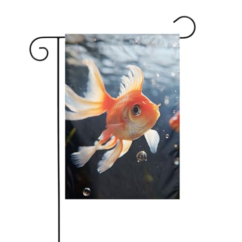 Gartenflagge, 30,5 x 45,7 cm, doppelseitig, vertikal, Willkommensflaggen, kein Verblassen, Hausflaggen, kleine Goldfische, die im Wasser schwimmen, Hofbanner für saisonale Bauernhaus, Hof Gartenflagge, 30,5 x 45,7 cm, doppelseitig, vertikal, Willkommensflaggen, kein Verblassen, Hausflaggen, kleine Goldfische, die im Wasser schwimmen, Hofbanner für saisonale Bauernhaus, Hof von DDTKLSNV