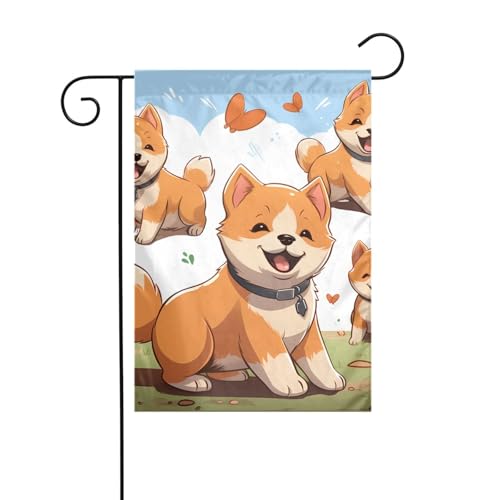 Gartenflagge, 30,5 x 45,7 cm, doppelseitig, vertikal, Willkommensflaggen, kein Verblassen, Hausflaggen, niedliches Shiba-Inu-Hunde-Hofbanner für saisonale Bauernhaus-Außendekoration Gartenflagge, 30,5 x 45,7 cm, doppelseitig, vertikal, Willkommensflaggen, kein Verblassen, Hausflaggen, niedliches Shiba-Inu-Hunde-Hofbanner für saisonale Bauernhaus-Außendekoration von DDTKLSNV