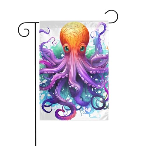 Gartenflagge, 30,5 x 45,7 cm, doppelseitig, vertikal, Willkommensflaggen, kein Verblassen, bunte Oktopus-Hofbanner für saisonale Bauernhaus-Außendekoration Gartenflagge, 30,5 x 45,7 cm, doppelseitig, vertikal, Willkommensflaggen, kein Verblassen, bunte Oktopus-Hofbanner für saisonale Bauernhaus-Außendekoration von DDTKLSNV