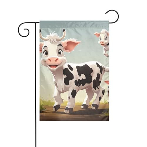 Gartenflagge, 30,5 x 45,7 cm, doppelseitig, vertikal, Willkommensflaggen, kein Verblassen, niedliche Cartoon-Kuhhof-Banner für saisonale Bauernhaus-Hof-Außendekoration Gartenflagge, 30,5 x 45,7 cm, doppelseitig, vertikal, Willkommensflaggen, kein Verblassen, niedliche Cartoon-Kuhhof-Banner für saisonale Bauernhaus-Hof-Außendekoration von DDTKLSNV