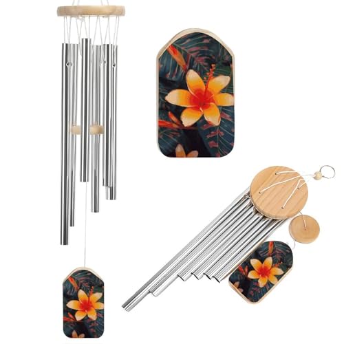 Hawaii-Windspiel mit tropischen Blumen für draußen, beruhigende melodische Töne, Windspiel, Gedenk-Windspiel mit Windfänger, Hängedekoration für Zuhause, Außenbereich, Garten, Terrasse von DDTKLSNV