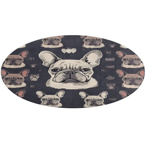 I Love Französische Bulldogge, runder Teppich, rutschfest, weich, waschbar, saugfähig, für Küche, Schlafzimmer, Badezimmer, Heimdekoration, 61 x 61 cm I Love Französische Bulldogge, runder Teppich, rutschfest, weich, waschbar, saugfähig, für Küche, Schlafzimmer, Badezimmer, Heimdekoration, 61 x 61 cm von DDTKLSNV