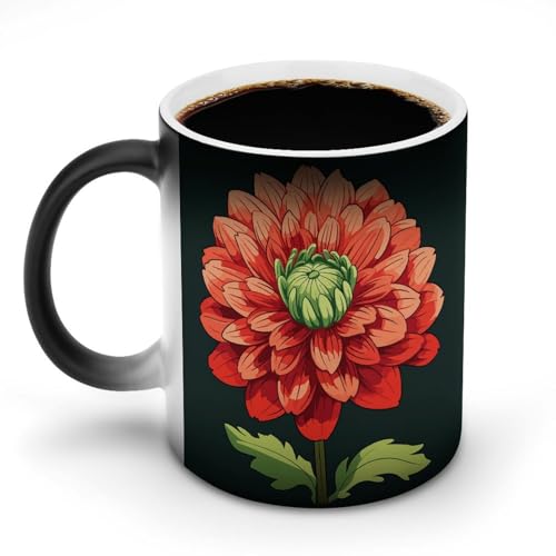 Keramik-Kaffeetasse mit Dahlienflugzeug, 325 ml, hitzeempfindlich, magische Kaffeetasse, Farbwechsel, Kaffeetasse, Teetasse für Damen und Herren Keramik-Kaffeetasse mit Dahlienflugzeug, 325 ml, hitzeempfindlich, magische Kaffeetasse, Farbwechsel, Kaffeetasse, Teetasse für Damen und Herren von DDTKLSNV