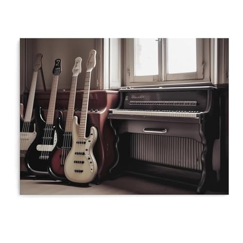 Leinwandbild, Motiv: Gitarre, Bass, Musik, Musikinstrumente, Wandbild, moderne Drucke, Kunstwerk, Poster, ungerahmt für Wohnzimmer, Schlafzimmer, Küche, Heimdekoration, 39,9 x 30 cm von DDTKLSNV