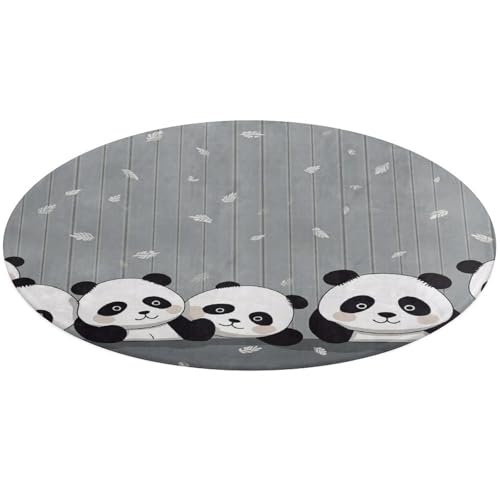 Lustiger Panda-Teppich, rund, rutschfest, weich, waschbar, saugfähig, für Küche, Schlafzimmer, Badezimmer, Heimdekoration, 61 x 61 cm von DDTKLSNV