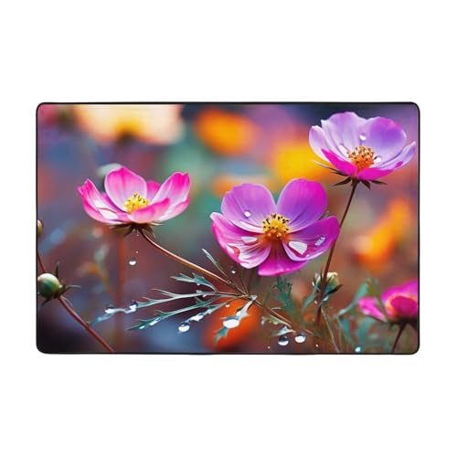 Moderner Teppich, bunt, kleine Blume, kurzer Plüsch, ultraweich, waschbar, rutschfeste Fußmatten, Überwurf-Teppiche für Wohnzimmer, Schlafzimmer, Büro, Wohnheim, Heimdekoration, 91,4 x 61 cm Moderner Teppich, bunt, kleine Blume, kurzer Plüsch, ultraweich, waschbar, rutschfeste Fußmatten, Überwurf-Teppiche für Wohnzimmer, Schlafzimmer, Büro, Wohnheim, Heimdekoration, 91,4 x 61 cm von DDTKLSNV
