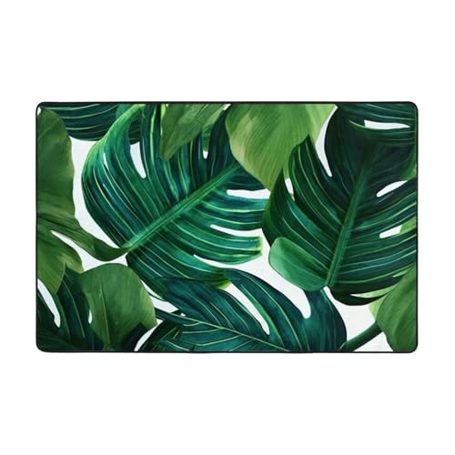 Moderner Teppich mit Bananenblättern, kurzer Plüsch, ultraweich, waschbar, rutschfeste Fußmatten, Überwurf-Teppiche für Wohnzimmer, Schlafzimmer, Büro, Wohnheim, Heimdekoration, 183 x 122 cm Moderner Teppich mit Bananenblättern, kurzer Plüsch, ultraweich, waschbar, rutschfeste Fußmatten, Überwurf-Teppiche für Wohnzimmer, Schlafzimmer, Büro, Wohnheim, Heimdekoration, 183 x 122 cm von DDTKLSNV