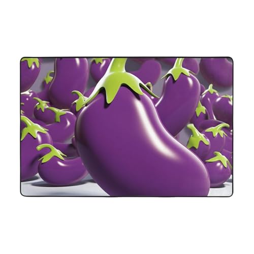 Moderner Teppich mit Cartoon-Auberginen, kurzer Plüsch, ultraweich, waschbar, rutschfeste Fußmatten, Überwurf-Teppiche für Wohnzimmer, Schlafzimmer, Büro, Wohnheim, Heimdekoration, 183 x 122 cm von DDTKLSNV