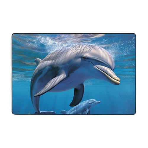 Moderner Teppich mit Delfin, Meerestier, kurzer Plüsch, ultraweich, für Eingangsbereich, waschbar, rutschfeste Fußmatten, Überwurf, Teppiche für Wohnzimmer, Schlafzimmer, Büro, Wohnheim Moderner Teppich mit Delfin, Meerestier, kurzer Plüsch, ultraweich, für Eingangsbereich, waschbar, rutschfeste Fußmatten, Überwurf, Teppiche für Wohnzimmer, Schlafzimmer, Büro, Wohnheim von DDTKLSNV