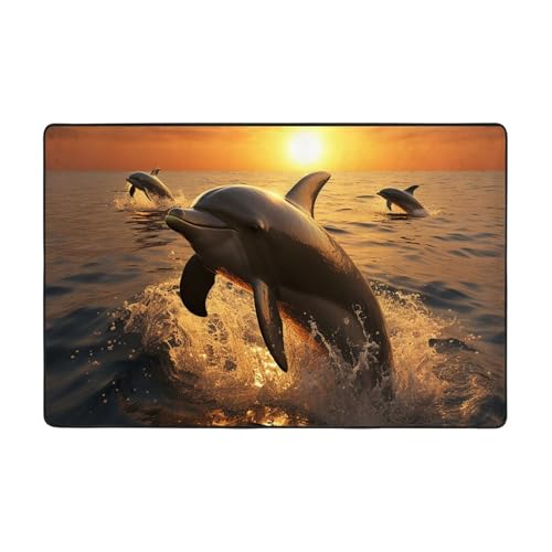 Moderner Teppich mit Delfin und Sonnenuntergang, kurzer Plüsch, ultraweich, für Eingangsbereich, waschbar, rutschfeste Fußmatten, Überwurf, Teppiche für Wohnzimmer, Schlafzimmer, Büro, Wohnheim Moderner Teppich mit Delfin und Sonnenuntergang, kurzer Plüsch, ultraweich, für Eingangsbereich, waschbar, rutschfeste Fußmatten, Überwurf, Teppiche für Wohnzimmer, Schlafzimmer, Büro, Wohnheim von DDTKLSNV