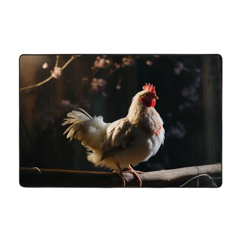 Moderner Teppich mit Huhn auf einem Ast, kurzer Plüsch, ultraweich, für Eingangsbereich, waschbar, rutschfest, für Wohnzimmer, Schlafzimmer, Büro, Wohnheim, Heimdekoration, 183 x 122 cm Moderner Teppich mit Huhn auf einem Ast, kurzer Plüsch, ultraweich, für Eingangsbereich, waschbar, rutschfest, für Wohnzimmer, Schlafzimmer, Büro, Wohnheim, Heimdekoration, 183 x 122 cm von DDTKLSNV