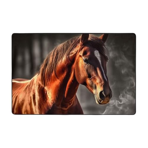 Moderner Teppich mit Tierpferd, kurzer Plüsch, ultraweich, für Eingangsbereich, waschbar, rutschfest, für Wohnzimmer, Schlafzimmer, Büro, Wohnheim, Heimdekoration, 91,4 x 61 cm Moderner Teppich mit Tierpferd, kurzer Plüsch, ultraweich, für Eingangsbereich, waschbar, rutschfest, für Wohnzimmer, Schlafzimmer, Büro, Wohnheim, Heimdekoration, 91,4 x 61 cm von DDTKLSNV