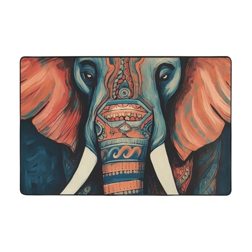 Moderner Teppich mit abstraktem Elefant, kurzer Plüsch, ultraweich, waschbar, rutschfeste Fußmatten, Überwurf-Teppiche für Wohnzimmer, Schlafzimmer, Büro, Wohnheim, Heimdekoration, 183 x 122 cm von DDTKLSNV