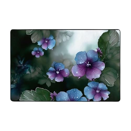 Moderner Teppich mit blau-violetten Blumen und grünen Blättern, kurzer Plüsch, ultraweich, für Eingangsbereich, waschbar, rutschfest, für Wohnzimmer, Schlafzimmer, Büro, Wohnheim, Heimdekoration, 183 Moderner Teppich mit blau-violetten Blumen und grünen Blättern, kurzer Plüsch, ultraweich, für Eingangsbereich, waschbar, rutschfest, für Wohnzimmer, Schlafzimmer, Büro, Wohnheim, Heimdekoration, 183 von DDTKLSNV