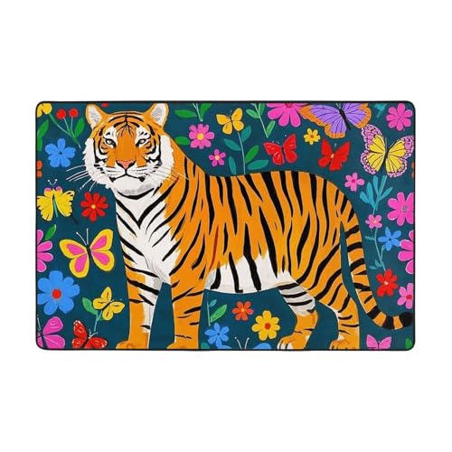 Moderner Teppich mit buntem Blumen- und Tierdruck, kurzer Plüsch, ultraweich, für Eingangsbereich, waschbar, rutschfeste Fußmatten, Überwurf, Teppiche für Wohnzimmer, Schlafzimmer, Büro, Wohnheim Moderner Teppich mit buntem Blumen- und Tierdruck, kurzer Plüsch, ultraweich, für Eingangsbereich, waschbar, rutschfeste Fußmatten, Überwurf, Teppiche für Wohnzimmer, Schlafzimmer, Büro, Wohnheim von DDTKLSNV