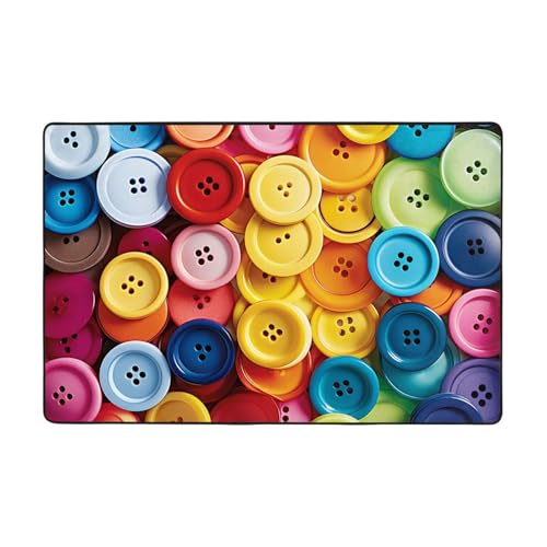 Moderner Teppich mit bunten Knöpfen, kurzer Plüsch, ultraweich, für Eingangsbereich, waschbar, rutschfeste Fußmatten, Überwurf, Teppiche für Wohnzimmer, Schlafzimmer, Büro, Wohnheim, Heimdekoration von DDTKLSNV