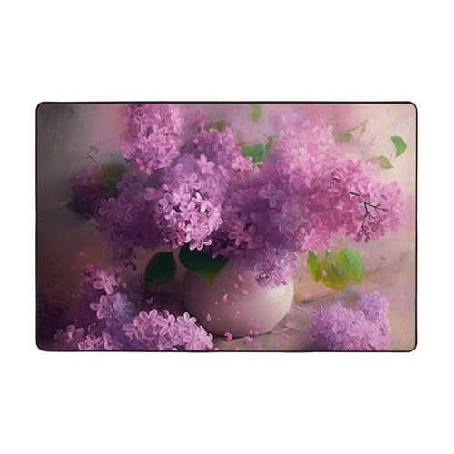 Moderner Teppich mit lila Blumen, kurzer Plüsch, ultraweich, für Eingangsbereich, waschbar, rutschfeste Fußmatten, Überwurf-Teppiche für Wohnzimmer, Schlafzimmer, Büro, Wohnheim, Heimdekoration, 91,4 Moderner Teppich mit lila Blumen, kurzer Plüsch, ultraweich, für Eingangsbereich, waschbar, rutschfeste Fußmatten, Überwurf-Teppiche für Wohnzimmer, Schlafzimmer, Büro, Wohnheim, Heimdekoration, 91,4 von DDTKLSNV