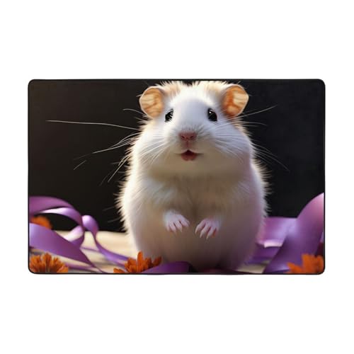Moderner Teppich mit niedlichem Hamster, kurzer Plüsch, ultraweich, waschbar, rutschfeste Fußmatten, Überwurf-Teppiche für Wohnzimmer, Schlafzimmer, Büro, Wohnheim, Heimdekoration, 183 x 122 cm von DDTKLSNV