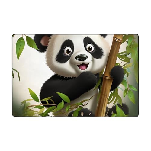 Moderner Teppich mit niedlichem Panda-Motiv, Bambus, kurzer Plüsch, ultraweich, waschbar, rutschfeste Fußmatten, Überwurf-Teppiche für Wohnzimmer, Schlafzimmer, Büro, Wohnheim, Heimdekoration, 183 x Moderner Teppich mit niedlichem Panda-Motiv, Bambus, kurzer Plüsch, ultraweich, waschbar, rutschfeste Fußmatten, Überwurf-Teppiche für Wohnzimmer, Schlafzimmer, Büro, Wohnheim, Heimdekoration, 183 x von DDTKLSNV