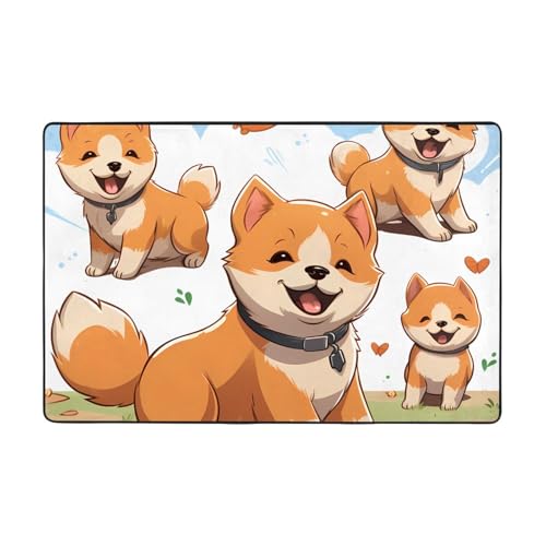 Moderner Teppich mit niedlichem Shiba Inu Hund, kurzer Plüsch, ultraweich, für Eingangsbereich, waschbar, rutschfest, für Wohnzimmer, Schlafzimmer, Büro, Wohnheim, Heimdekoration, 91,4 x 61 cm Moderner Teppich mit niedlichem Shiba Inu Hund, kurzer Plüsch, ultraweich, für Eingangsbereich, waschbar, rutschfest, für Wohnzimmer, Schlafzimmer, Büro, Wohnheim, Heimdekoration, 91,4 x 61 cm von DDTKLSNV