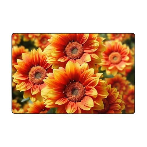 Moderner Teppich mit orangefarbener Sonnenblume, kurzer Plüsch, ultraweich, für Eingangsbereich, waschbar, rutschfest, für Wohnzimmer, Schlafzimmer, Büro, Wohnheim, Heimdekoration, 91,4 x 61 cm Moderner Teppich mit orangefarbener Sonnenblume, kurzer Plüsch, ultraweich, für Eingangsbereich, waschbar, rutschfest, für Wohnzimmer, Schlafzimmer, Büro, Wohnheim, Heimdekoration, 91,4 x 61 cm von DDTKLSNV