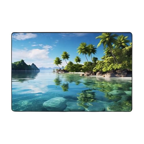 Moderner Teppich mit schöner Insel im Meer, kurzer Plüsch, ultraweich, waschbar, rutschfeste Fußmatten, Überwurf-Teppiche für Wohnzimmer, Schlafzimmer, Büro, Wohnheim, Heimdekoration, 183 x 122 cm Moderner Teppich mit schöner Insel im Meer, kurzer Plüsch, ultraweich, waschbar, rutschfeste Fußmatten, Überwurf-Teppiche für Wohnzimmer, Schlafzimmer, Büro, Wohnheim, Heimdekoration, 183 x 122 cm von DDTKLSNV